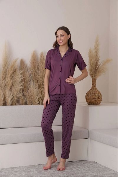 Pijamoni Front Buttoned Milan Fabric Short Sleeve Pajama Set 7515-9