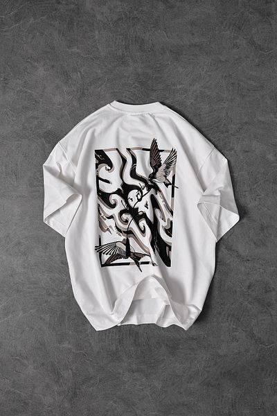 Slatra Ανδρικό λευκό μπλουζάκι Let's Embroidered Oversize