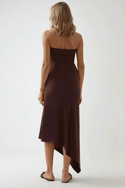 Hiccup Στράπλες Ασύμμετρο Bodycon Πλεκτό Φόρεμα