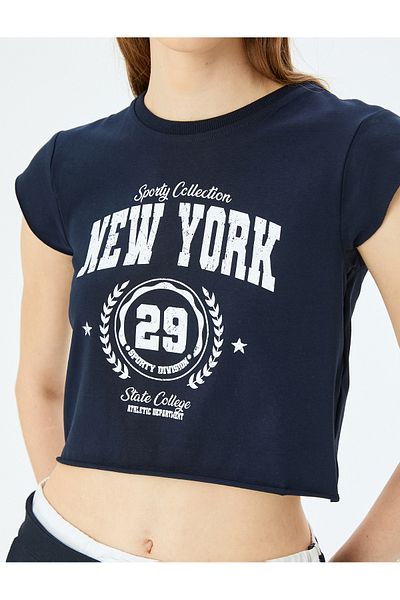 Koton Navy Blue Women's T-Shirt 5Sal10112Ik