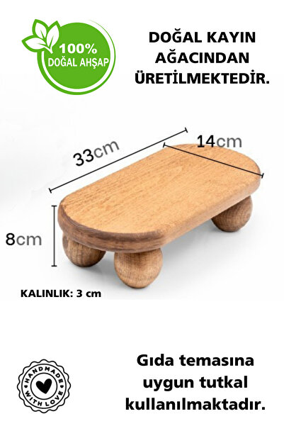 halohope El Yapımı Ahşap Oval Top Ayaklı Sunum Standı Tabağı Tahtası Sunumluk