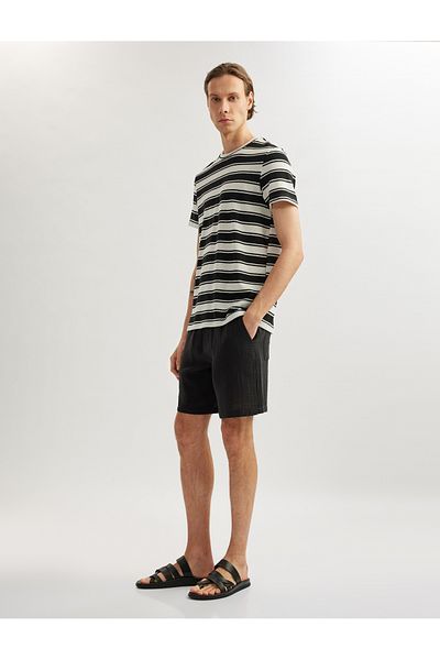 Koton Sommer-Chino-Shorts aus Musselin-Baumwolle mit Taschen und Schnürung an der Taille