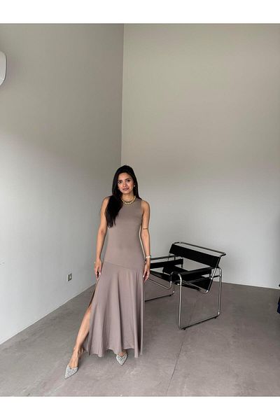 Bade Butik Рокля от норка с нулев ръкав и цепка