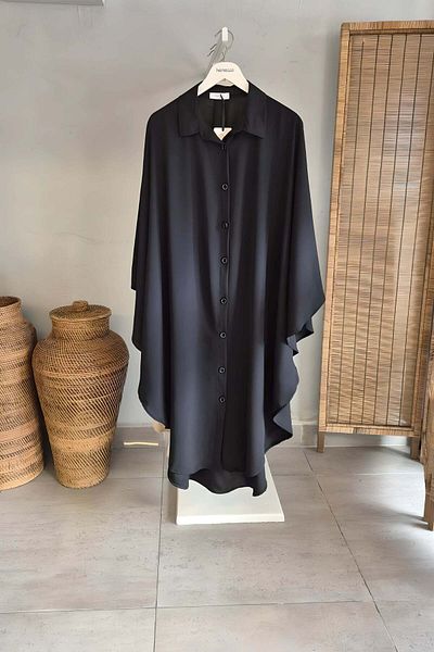 Hanezza Rochie cămașă poncho elegantă de mărime mare - țesătură creponată Jessica