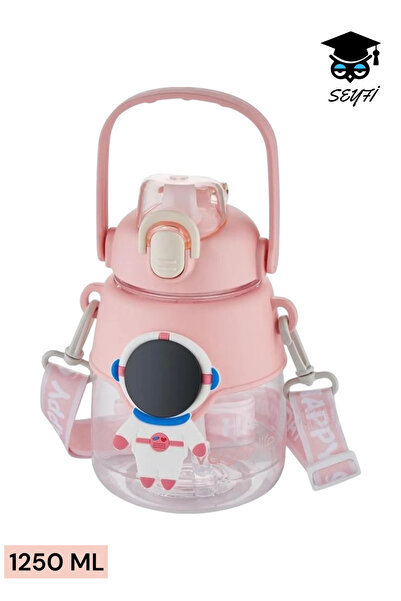 SEYFİKİRTASİYE 1250ml Tritan School Hip Flask Bpa Free with Straw Lock Lid Tr...
