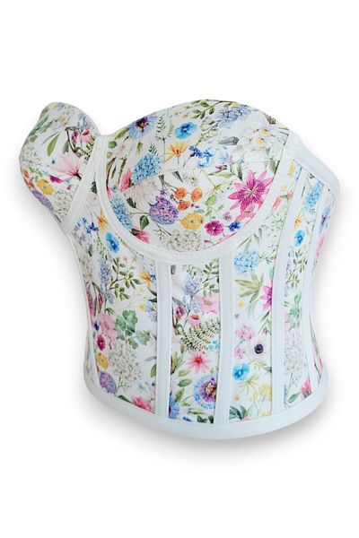FİYPER Floral Patterned Laced Corset Bustier
