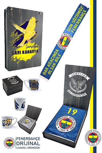 Fenerbahçe Original Licensed Last Word Shawl, Ceramic Mug Set, Canary Printed