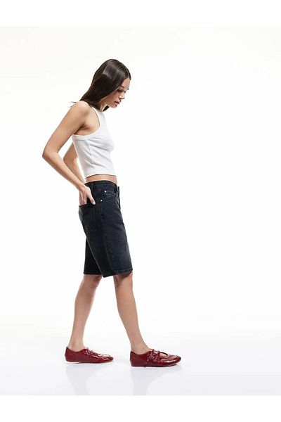 Koton Relaxed Cut Regular Waist Black Women's Shorts 5Sal40007Md