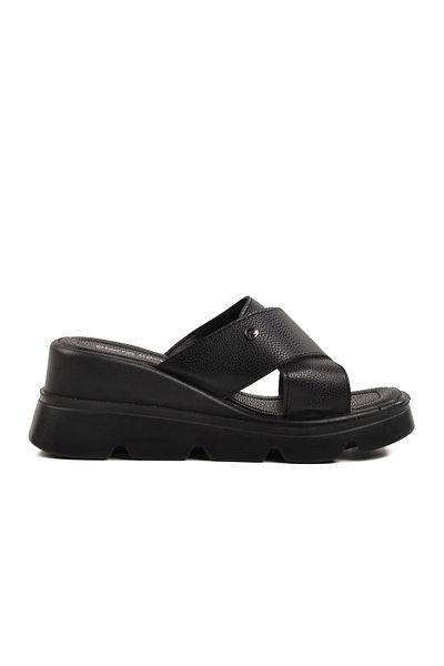 Pierre Cardin Black High Sole Women's Slippers Pc-7535 Z