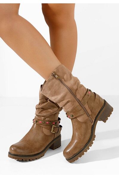 B T Shoes Ghete inalte dama Asreda kaki