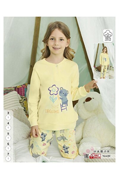 İpek Girl's Long Sleeve 100% Cotton Pajama Set
