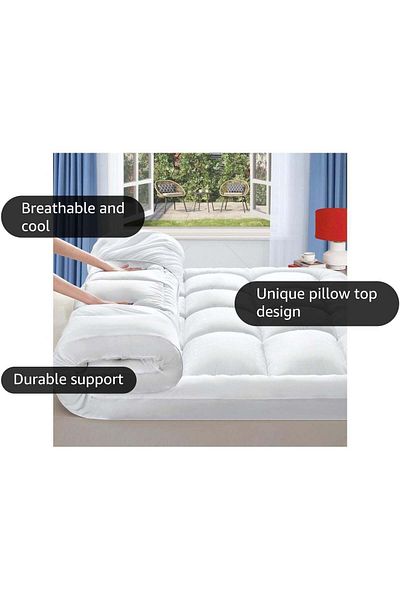 Comfy 180X200X7 HYPOALLERGENIC COTTON MATTRESS TOPPER WITH FIBER FILLING