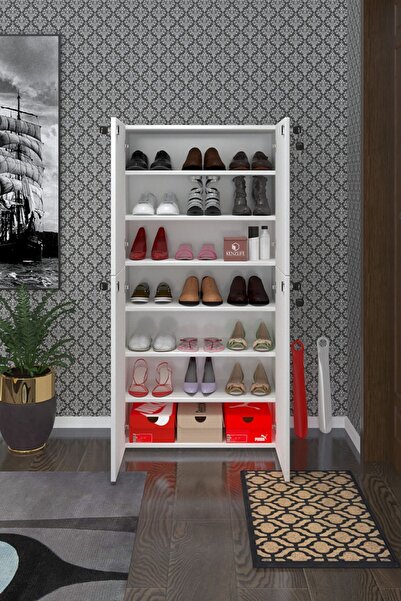 Kenzlife Ayakkabılık Ayakkabı Dolabı Kilitli Be Real Byz 140*70*32 Kapaklı Arkalıklı Ofis Dolabı İki Bölme