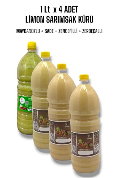 elimden Limon Sarımsak Kürü Set (4 x 1 Lt) (Maydanozlu-Sade-Zencefilli-Zerdeç...