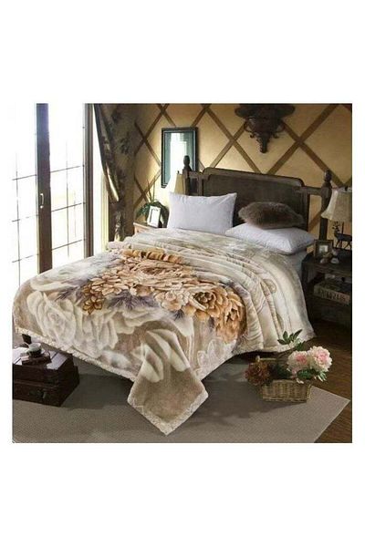 Comfy 2PLY SOFT & FLUFFY FLORAL KOREAN CLOUDY BLANKET CREAM