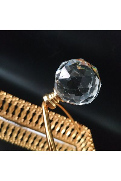 HİLALKRİSTAL Με καθρέφτη & κρυστάλλινη μπάλα - Χρυσή & ασημένια θήκη χαρτοπετσέτας στο τραπέζι