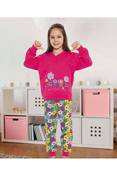 İpek Girl's Long Sleeve 100% Cotton Pajama Set