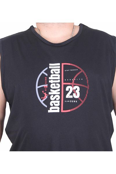 Starbattal Oversize Printed Sleeveless T-Shirt Basketball 25150 Black