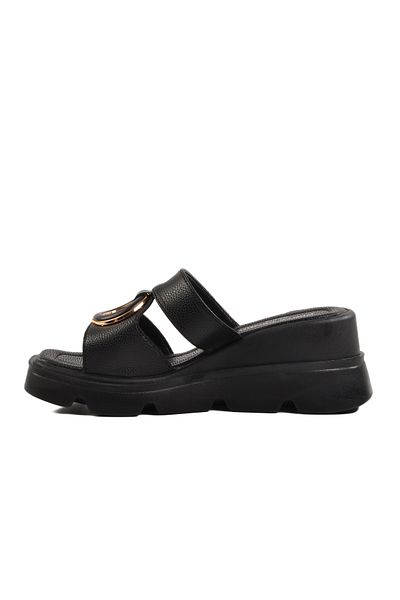 Pierre Cardin Black High Sole Women's Slippers Pc-7534 Z