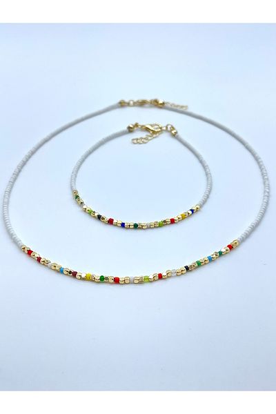Concept HuBuTU Glass Beaded Necklace and Anklet Set