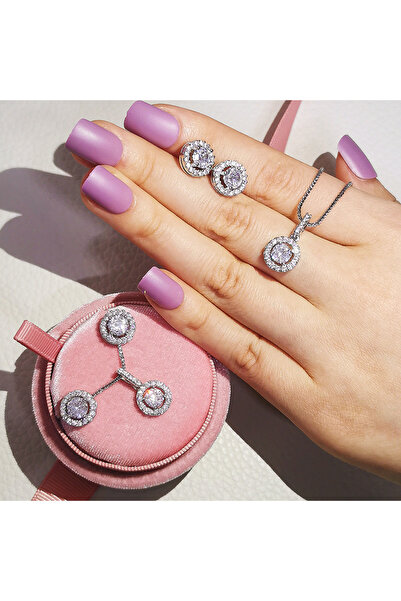 Choice مجموعة مجوهرات العروس العصرية من الكريستال الدائري باللون الفضي E232-X...