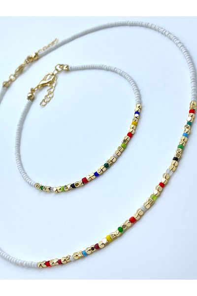 Concept HuBuTU Glass Beaded Necklace and Anklet Set