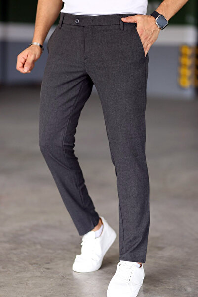 CoolLook Regular Waist Fit Mold Lined Four Pocket Button Detail Stretchy Ankle Length Italian Cut Fabric Style Pants