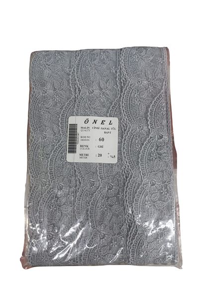 shop Lace Polyester Virtual Tulle Tape Gray 20 Meters Width 6 cm On-60-G