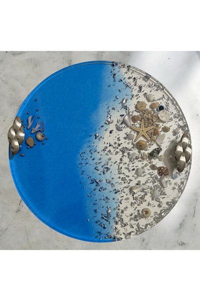 Pelince Epoxy Resin Tray - Soul of the Sea 06 - Diameter 30 cm