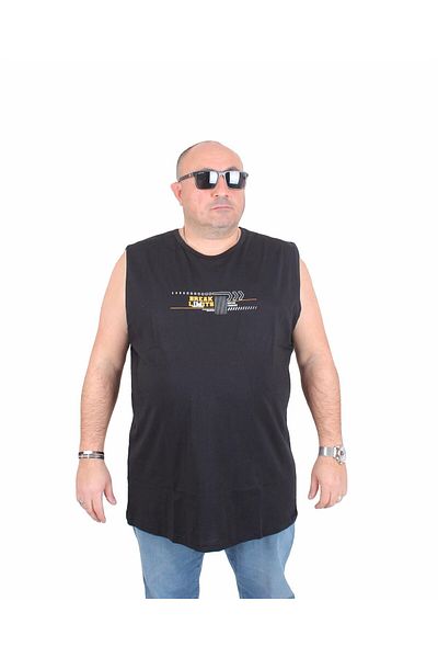 Starbattal Oversized Printed Sleeveless T-Shirt Break Limits 25153 Black