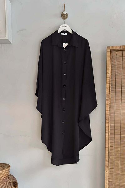 Hanezza Rochie cămașă poncho elegantă de mărime mare - țesătură creponată Jessica