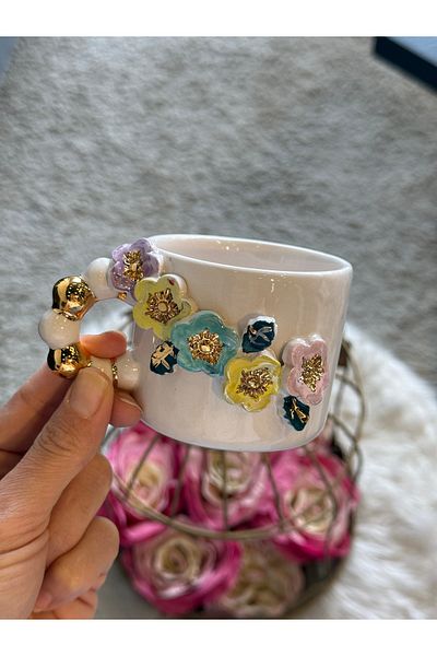 Pernotte Handmade 24K Gold Plated Spring Double Turkish Coffee Cup