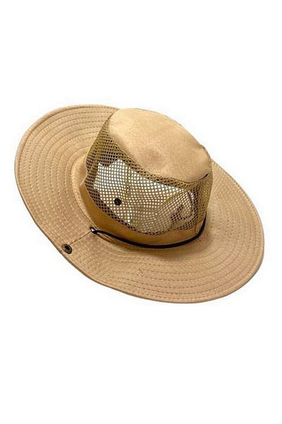 Neler Geldi Neler Beige Mesh Fedora Hat Unisex Snap Button Hiking & Hunting Panama Hat Foter Hat Föter Föter