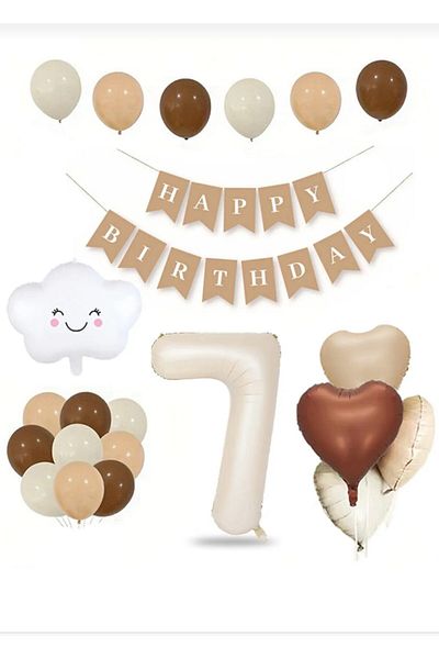 ALYA Σετ γενεθλίων PARTY Heart-Number-Cloud Foil με 3 μπαλόνια