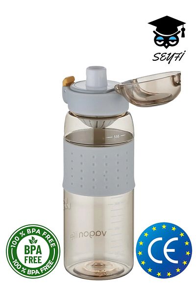 SEYFİKİRTASİYE 600 ml Strawless Drainer Policarbon Bpa Free Flask Water Bottle with Holding Strap Vagonlife 2024