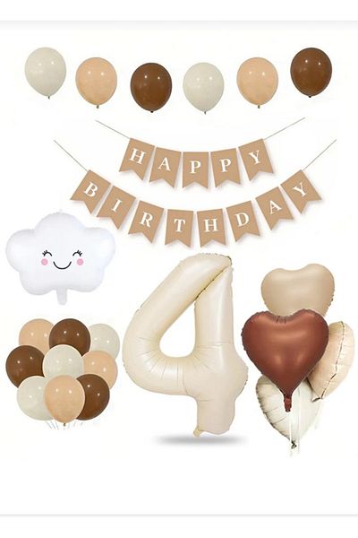 ALYA Σετ γενεθλίων PARTY Heart-Number-Cloud Foil με 3 μπαλόνια