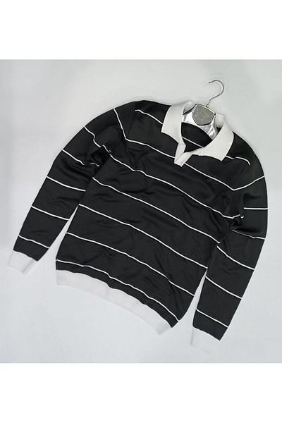 CLASSİCS MEN Мъжки плетен пуловер с дълъг ръкав и поло деколте Slim Fit