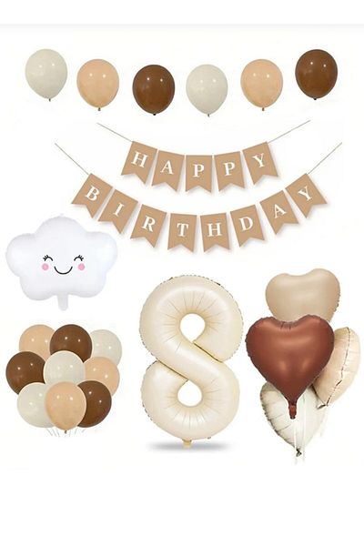ALYA Σετ γενεθλίων PARTY Heart-Number-Cloud Foil με 3 μπαλόνια