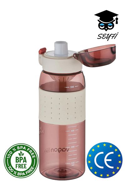 SEYFİKİRTASİYE 600 ml Strawless Bpa-Free Flask with Strainer and Water Bottle with Strap
