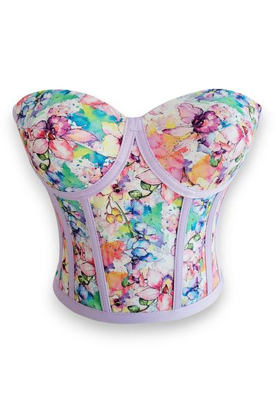 FİYPER Bustieră corset cu modele florale liliac