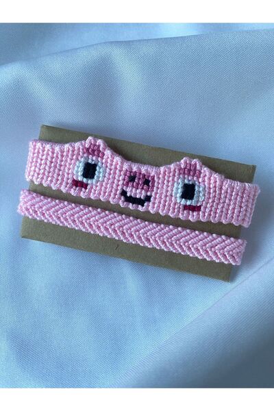 MELUSH Three Dimensional Pig Pattern Knitted Bracelet Set of 2