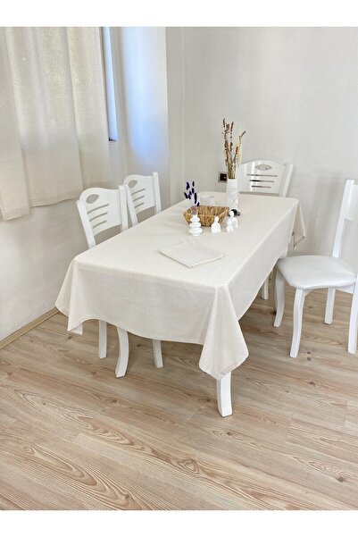 pamukidea Simple Plain Elegant 100% Cotton Buldan Handwork Natural Organic Linen Bohemian Patternless Tablecloth