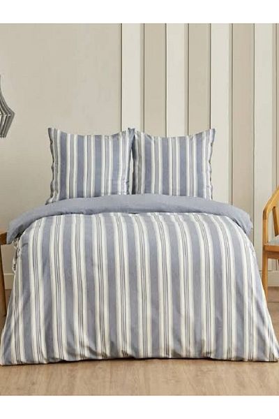uykulife home collection Uykulife Kolin Gray White Striped Double Personality Bedding Set