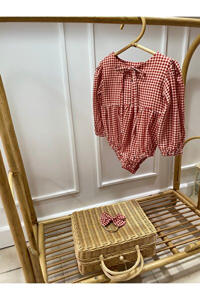 Lolidenss Red Checkered Romper Jumpsuit