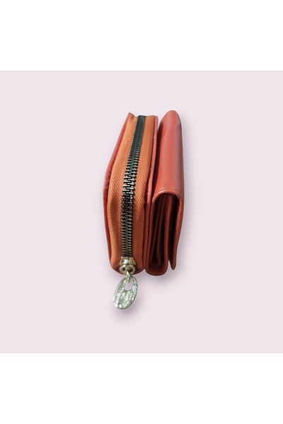 Home Orange Small Wallet with Cat Detail