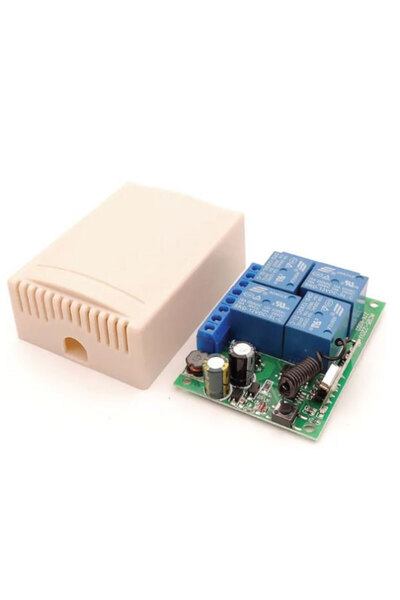 FÖF Kablosuz Rf Uzaktan Kumandalı 4 Kanallı 220V Röle Kartı Set 433 Mhz Garaj Kapısı Kontrolcüsü