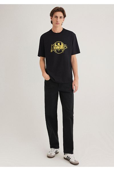 Mavi batman printed casual loose fit ανδρικό μπλουζάκι