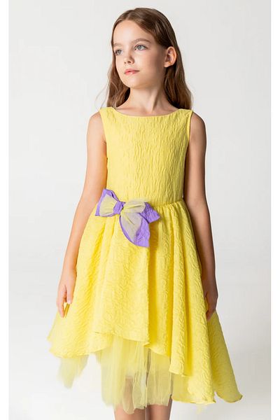 SheShe 04-12 Years Old Girl Yellow Ribbon Detailed Dress - Yellow