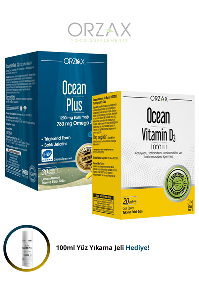 Ocean Omega 3 Plus 30 Softgel - D3 Vitamini 1000IU 20ml Sprey (Omega 3 ve D3 ...