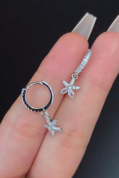 Blisse Piercing Kadın Çiçek Figür Zirkon Taşlı Tragus Helix Kıkırdak Sallantı...